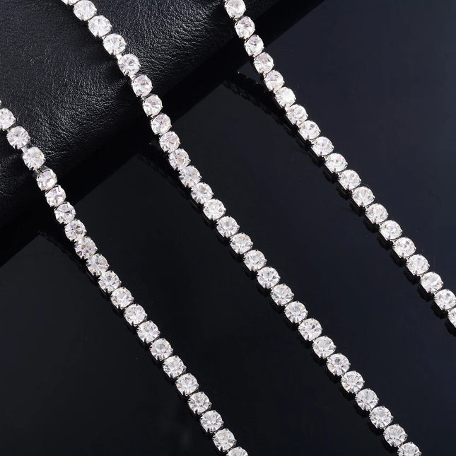 Sparkly Cubic Zirconia Tennis Necklace for Women Rhinestone Choker Minimalist Crystal Chain Stainless Steel Jewelry Accessories PlatiNum