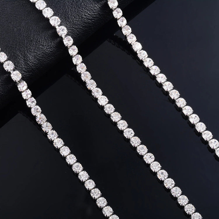 Sparkly Cubic Zirconia Tennis Necklace for Women Rhinestone Choker Minimalist Crystal Chain Stainless Steel Jewelry Accessories PlatiNum