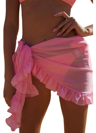 Costume da bagno donna Bikini covers-Up gonna estate tinta unita Beach Wrap gonna costumi da bagno donna Ruffles Trim Lace Up Sarong Cover Ups platinumshop