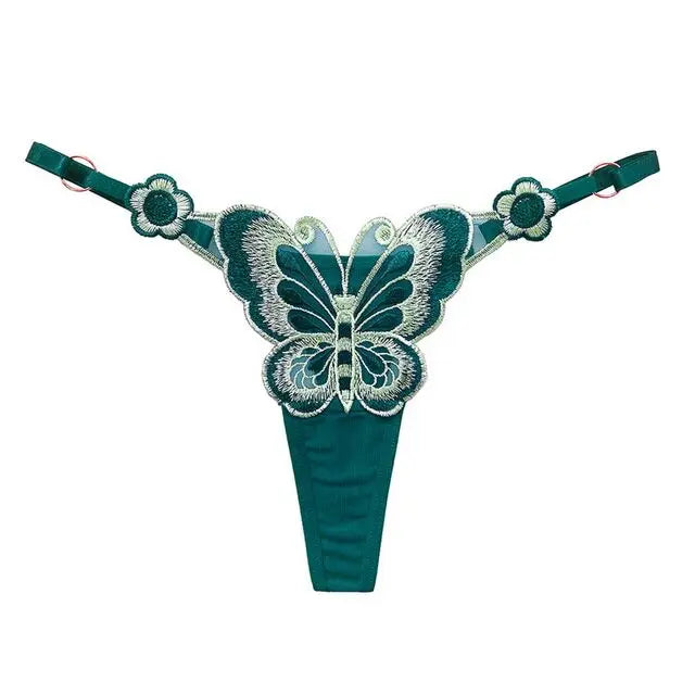 SP&CITY Butterfly Embroidery Lace Hollow Out Sexy Women's Thongs Low Waist Mesh Transparent Erotic Underpants Soft Thin T String