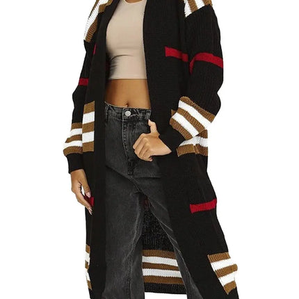 Print Long Cardigan For Women 2025 New Autumn Winter Clothes Knit Loose Outerwear Soft Sweater Coat Streetwear Fashion Cover Up