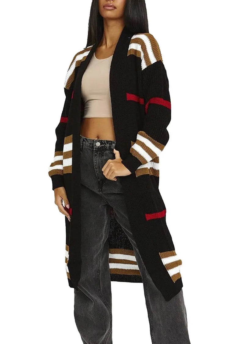 Print Long Cardigan For Women 2025 New Autumn Winter Clothes Knit Loose Outerwear Soft Sweater Coat Streetwear Fashion Cover Up
