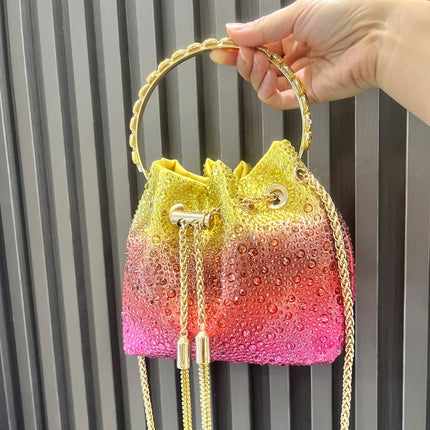 Handle Rhinestones Evening clutch Bag Purses and handbag luxury Designer shoulder bag Shiny Crystal Clutch purse bucket bag PlatiNum