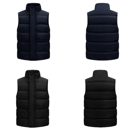 Winter High-density T400 Small-interval Warm Cotton-padded Vest Double Front Flap with Snap Buttons and Zippers