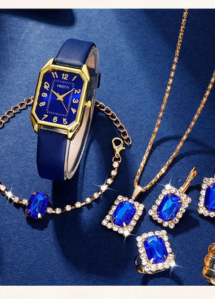 Orologi da donna quadrati di moda di lusso Orologio da polso al quarzo da donna di marca Classico semplice Femme Cinturino in pelle blu Relogio Feminino platinumshop