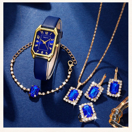 Orologi da donna quadrati di moda di lusso Orologio da polso al quarzo da donna di marca Classico semplice Femme Cinturino in pelle blu Relogio Feminino platinumshop