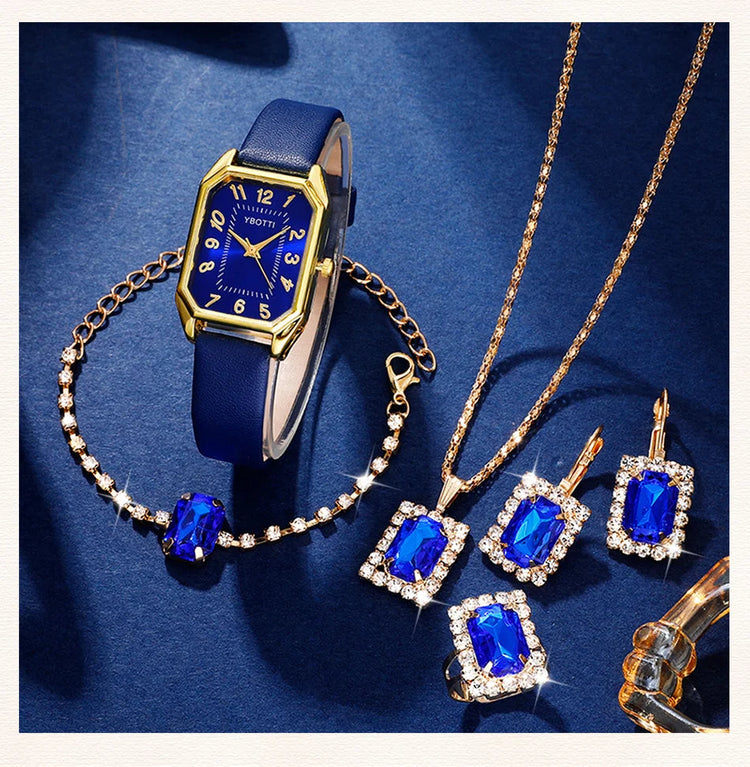 Orologi da donna quadrati di moda di lusso Orologio da polso al quarzo da donna di marca Classico semplice Femme Cinturino in pelle blu Relogio Feminino platinumshop