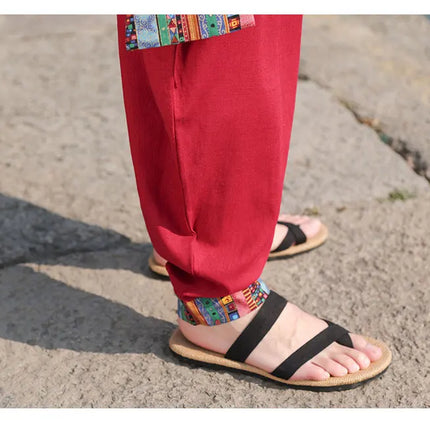 Pantaloni Larghi da Uomo Stile Cinese Retrò 2026, Taglie Forti, di Tendenza, Moda High Street, in Cotone e Lino, Leggings Uomo