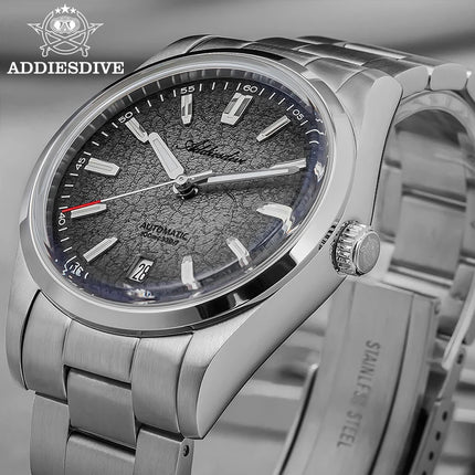 ADDIESDIVE New 2026 Luxury Men's Mechanic Quartz Analog Watch Super Luminous Steel Watch 10Bar Bubble Glass Personalized Watches