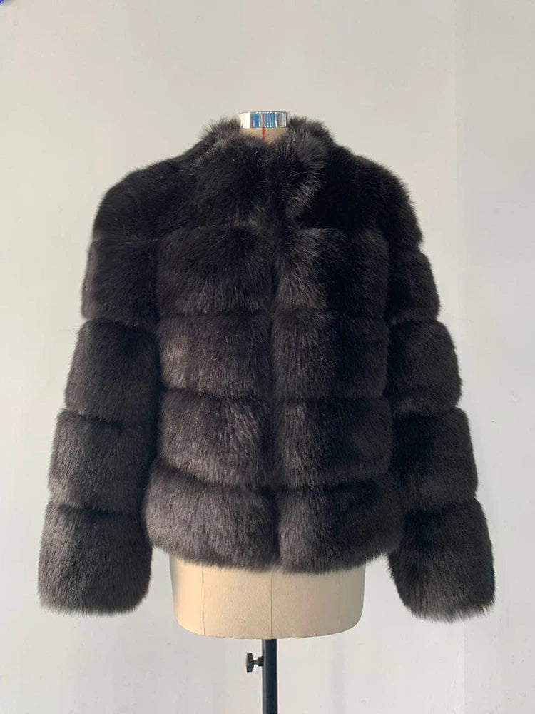 ZADORIN Fashion Thick Warm Winter Coat Woman Luxury Faux Fox Fur Coat Jackets Woman Stand Fur Collar Fake Fur Jacket Outerwears