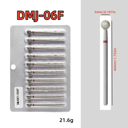 10Pcs/set Diamond Nail Drill Bit Set Nail Diamond Milling Cutter for Manicure 3/32" Burr Electric Nail File Cuticle Remover Tool 2028