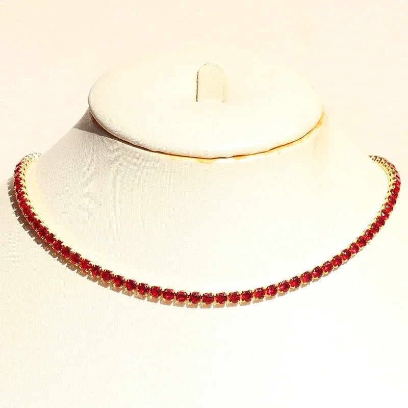 Lusso AAA + 3mm CZ 1 fila lucida catena da tennis collana HipHop ghiacciato Bling zircone cubico girocollo gioielli placcati in oro per le donne