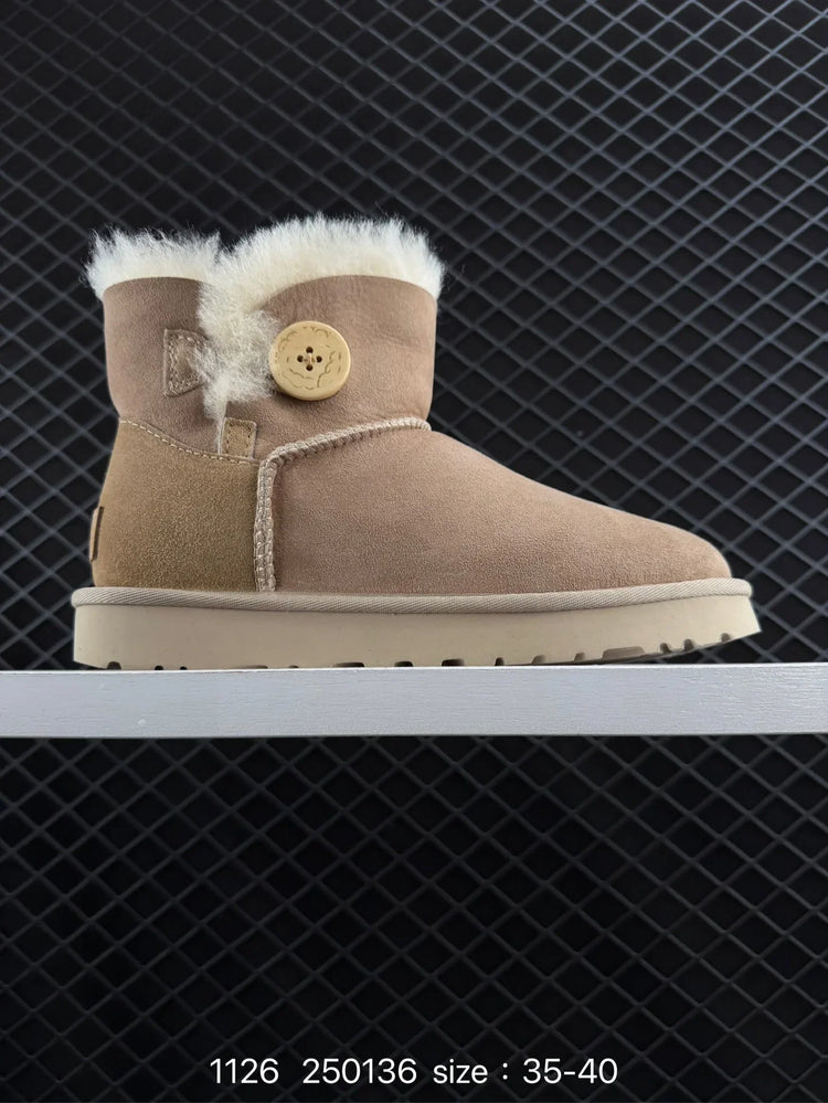 NEW Winter Boots Fur Ladies Snow Boots Real Sheepskin Wool Low-cut Warm Fur Shoes Man and Women Winter Short Boots Super Mini