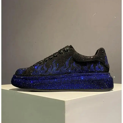 New Luxury Charming Men Showy Rhinestone Casual High Top Shoes Flats Male Designer Prom Sneakers Loafers Shoes Zapatos Hombre
