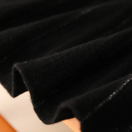 Women's Wool Skirts A-Line Pleated Cashmere Skirt Autumn Winter Elastic Waist 100% Merino Wool Knitted Bright Silk Style Dress PlatiNum