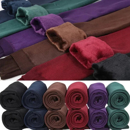 Fleece Lined Tights Women Winter Thermal Leggings Polar Skin Black Opaque Stockings Thick Warm Pantyhose Colorful Leg Warmers PlatiNum