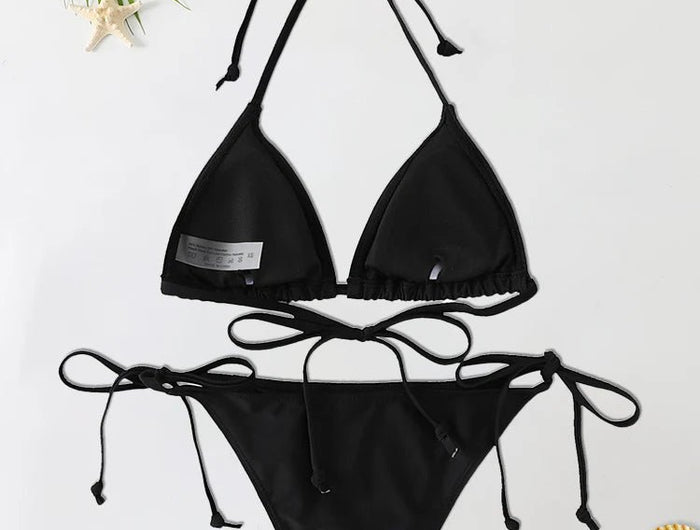 Set 2 Pezzi Bikini Sexy alla Moda per Donna, Costume da Bagno Triangolare con Laccetti, Abbigliamento da Spiaggia, Perizoma, Costume Intero Brasiliano platinumshop