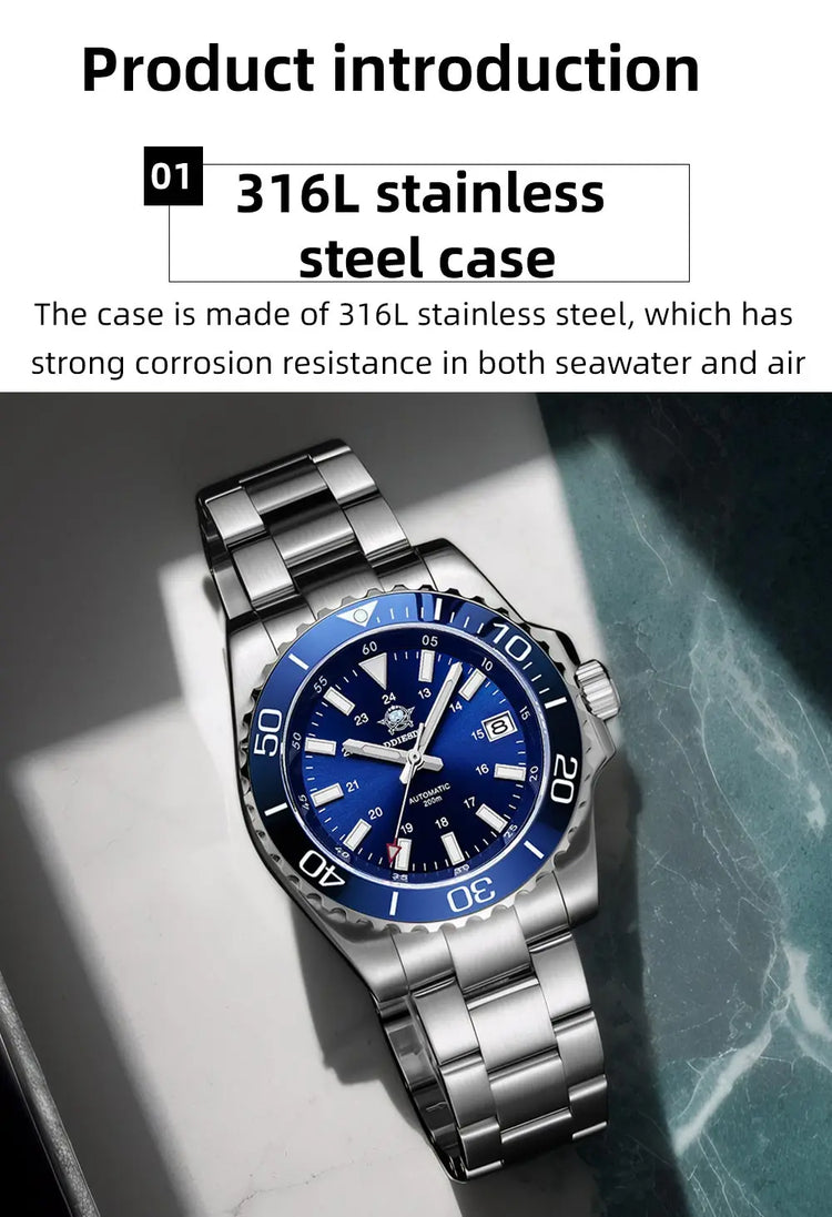 ADDIESDIVE Men's Watch 8215 Mechanical Sapphire Luminous Diving Watch 200m Ceramic Bezel Automatic Watch Clock Gift Watch AD2504
