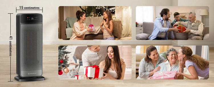 Portable Electric Heater with Remote Control 2000W PTC Ceramic Space Heater 16inch Oscillating Instant Warmth Quiet Air Blower Fan V0-Grade Fireproof Materials Overheat Protection Tilting Protection Home Appliance for Bedroom