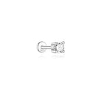 AIDE 1PC Sparkling Moissanite Piercing Stud Earrings 925 Sterling Silver Shining Circle Earring For Women Ear Bone Earring Jewel PlatiNum