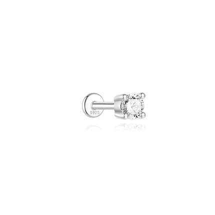 AIDE 1PC Sparkling Moissanite Piercing Stud Earrings 925 Sterling Silver Shining Circle Earring For Women Ear Bone Earring Jewel PlatiNum