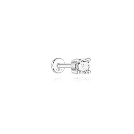 AIDE 1PC Sparkling Moissanite Piercing Stud Earrings 925 Sterling Silver Shining Circle Earring For Women Ear Bone Earring Jewel PlatiNum