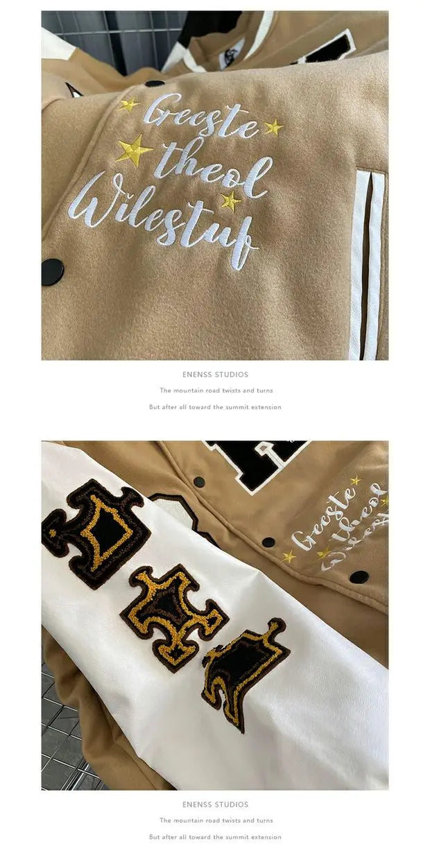 American Retro Baseball Jacket Unisex Loose Street Style Spring Autumn Couple Outerwear Windproof Long Sleeve Youth Fashion
