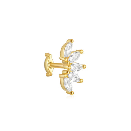 CANNER 1PC 925 Sterling Silver Crown Horse Eye Zircon Heart Flat Head Cartilage Piercing Stud Earring For Women Claasic Earring PlatiNum