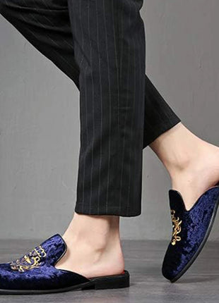 Pantofole antiusura in pelle da uomo Mocassini slip-on in velluto Scarpe da mulo alla moda