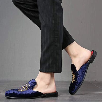 Pantofole antiusura in pelle da uomo Mocassini slip-on in velluto Scarpe da mulo alla moda