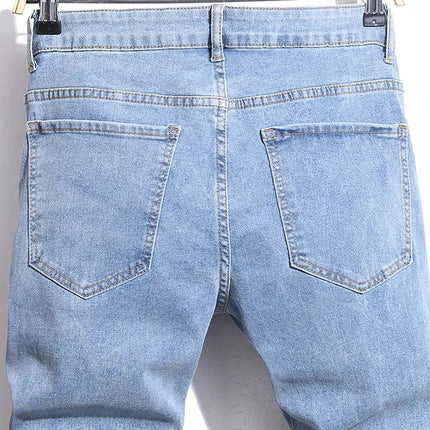 Men's Jeans Cool Ripped Skinny Trousers Stretch Slim Denim Pants Patchwork Hip Hop Black Blue Casual Jogging Jeans for Men PlatiNum