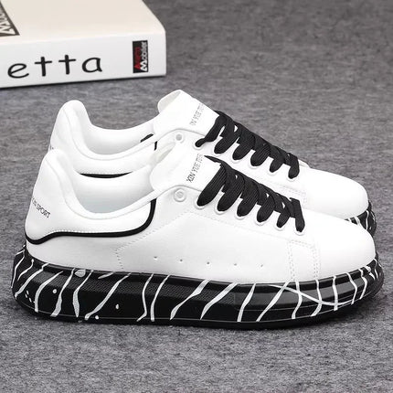 Brand men's shoes, fashionable and versatile couple's sneakers, breathable sports and leisure thick-soled women's white shoes