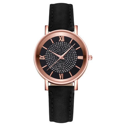 Orologio da donna alla moda con quadrante arabo, cinturino in pelle casual, orologi analogici al quarzo platinumshop