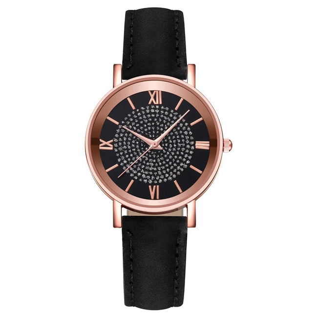 Orologio da donna alla moda con quadrante arabo, cinturino in pelle casual, orologi analogici al quarzo platinumshop