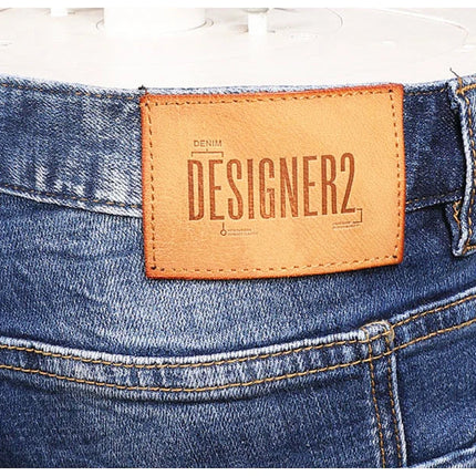 Fashion Streetwear Men Jeans Retro Black Blue Elastic Slim Fit Ripped Jeans Men Spliced Designer Embroidery Hip Hop Denim Pants PlatiNum