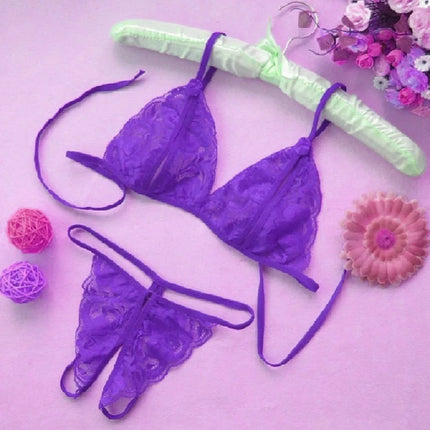 Sexy Lingerie Sets lace Transparent Bra panty Suspender Thong Set temptation perspective Mesh erotic costume Women sex bikini