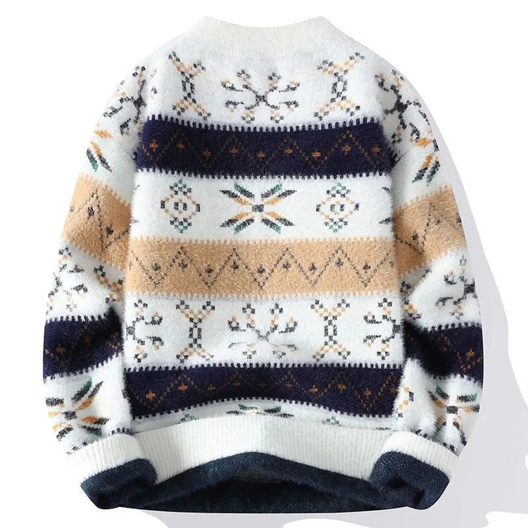 High Quality Sweater New Fashion Trend Printed Thickened Warm Knitted Sweater Autumn/winter Men's Casual Loose Sports top