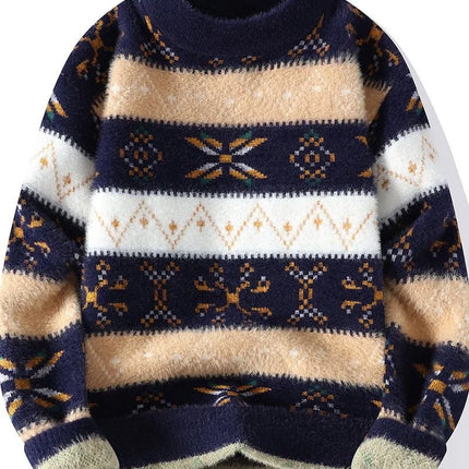 High Quality Sweater New Fashion Trend Printed Thickened Warm Knitted Sweater Autumn/winter Men's Casual Loose Sports top