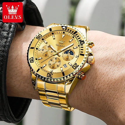 OLEVS Men's Classic Watches with Date Waterproof Luminous Luxury Big Dial Men's Wrist Dress Stainless Steel Men Watch
