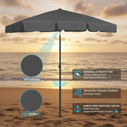 Anthracite beach umbrella 180x120 cm