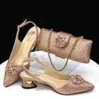 Venus Chan Royal Blue Sandals for Women 2024 Luxury Wedding Pumps Med Heels strass Design Party Shoes and Bags Set