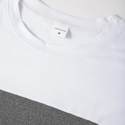 2025 Autumn/Winter Fashion Men's Long Sleeve Round Neck Splicing T-shirt Business Anti Wrinkle Street Wear Casual Top PlatiNum