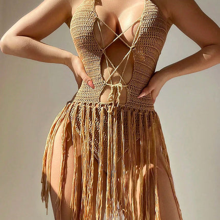 Costume da bagno estivo Cover Up Bikini Crochet Nappa Frenulo Beachwear Gonna bikini con frange Mini abito copricostume da spiaggia bikini sexy platinumshop