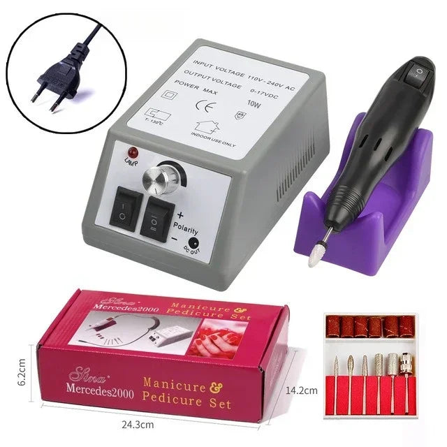 2000 Series Electric Nail Filing Machine, Smooth high rotating speed for acrylic soak-off removal and sidewall buffing, Professional Manicure Pedicure Polisher for daily nail studio detailed shaping work