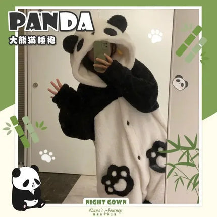 Cosplay Anime Winter Unisex The Panda Robes Costumes Cosplay Pajamas Adult Pyjamas Animal Sleepwear Jumpsuit Anime Party Clothes