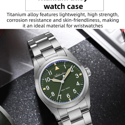 ADDIESDIVE 36mm Men's Luxury Watch VH31 Titanium Alloy  Watch Super Luminous 100m Waterproof Men's Luminous Quartz Watches