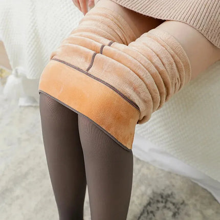 Women's Thermal Tights Fleece Lined Warm Winter High Waist Sexy Translucent Black Tights Thermal Legging Tights for Women