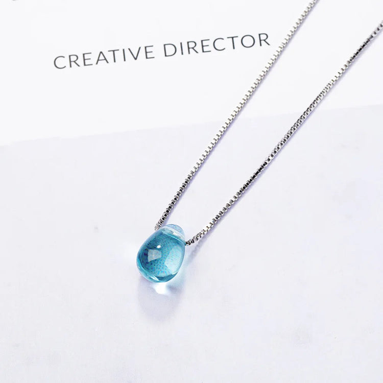 New in 925 Sterling Silver Blue Lucky Crystal Pendants Necklaces For Women Fashion Luxury Designer Jewelry  GaaBou PlatiNum