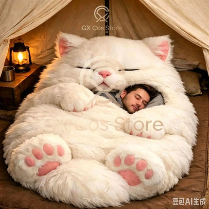 Giant Animal Sleeping Bag Comfortable Soft Warm Plush Bag Washable Cute Cat Envelope Sleeping Bag for Adults Winter Outdoor Use