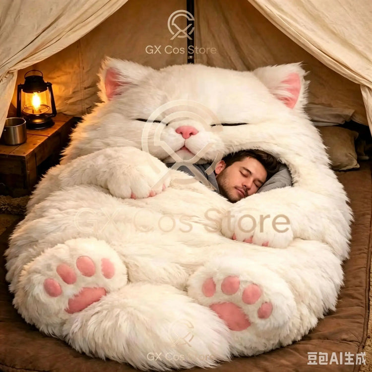 Giant Animal Sleeping Bag Comfortable Soft Warm Plush Bag Washable Cute Cat Envelope Sleeping Bag for Adults Winter Outdoor Use